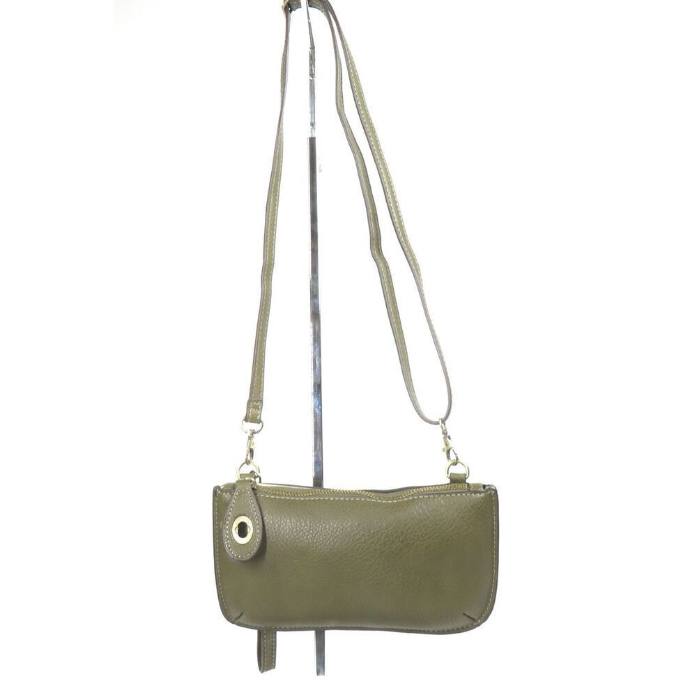 Joy Susan Mini Crossbody Wristlet Clutch Vegan Leather Boho Green